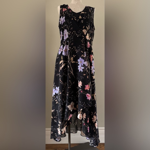 Calvin Klein A Line Floral Midi Dress with Separate Slip Size 12 - Picture 3 of 14